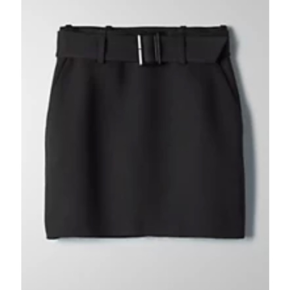 Babaton Erickson belted wool black skirt